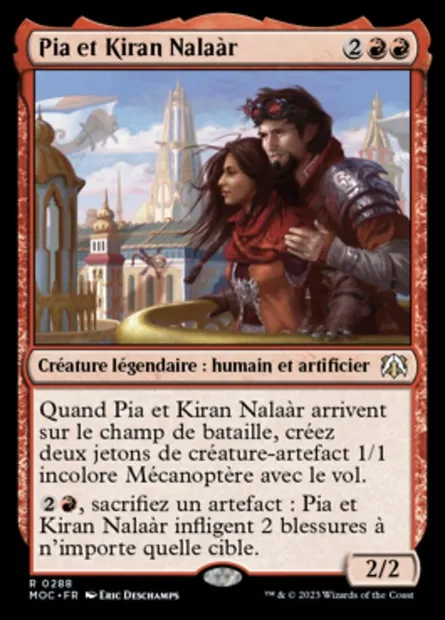 Pia et Kiran Nalaàr, carte Magic MOC 288 — extension March of the Machine Commander