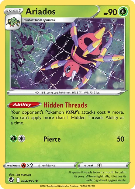 Ariados, Pokémon card SIT 004 — Silver Tempest set