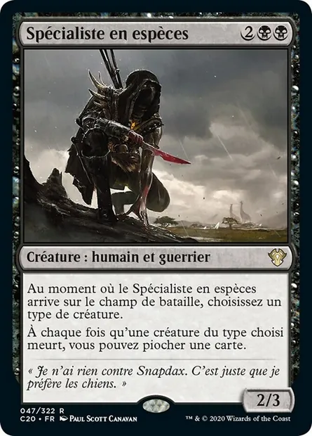 Spécialiste en espèces, carte Magic C20 47 — extension Commander 2020