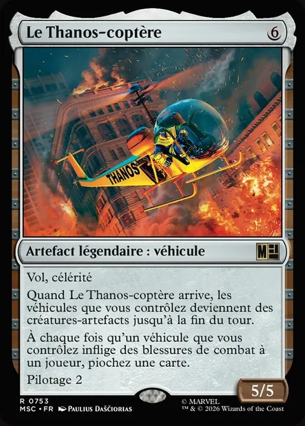 Le Thanos-coptère, carte Magic MSC 753 — extension Marvel Super Heroes Commander