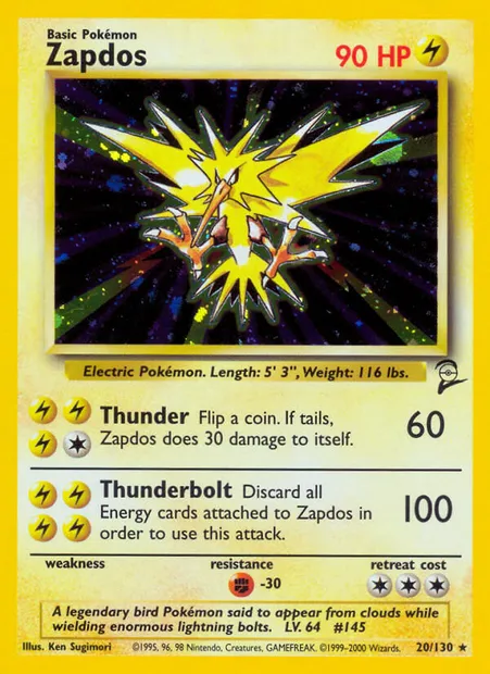 Électhor, carte Pokémon B2 20 — extension Base Set 2