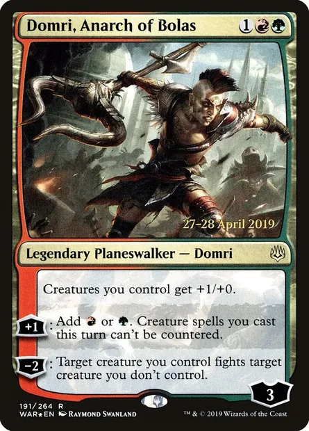 Domri, anarchiste de Bolas, carte Magic PWAR 191s — extension War of the Spark Promos