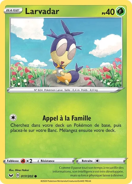 Larvadar, carte Pokémon SSH 17 — extension Épée et Bouclier