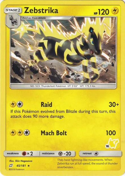 Zéblitz, carte Pokémon BA20 045p-16 — extension Battle Academy 2020