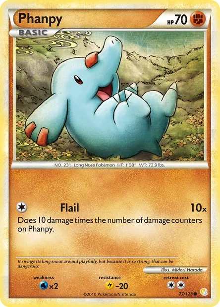 Phanpy, Pokémon card HS 77 — HeartGold SoulSilver set