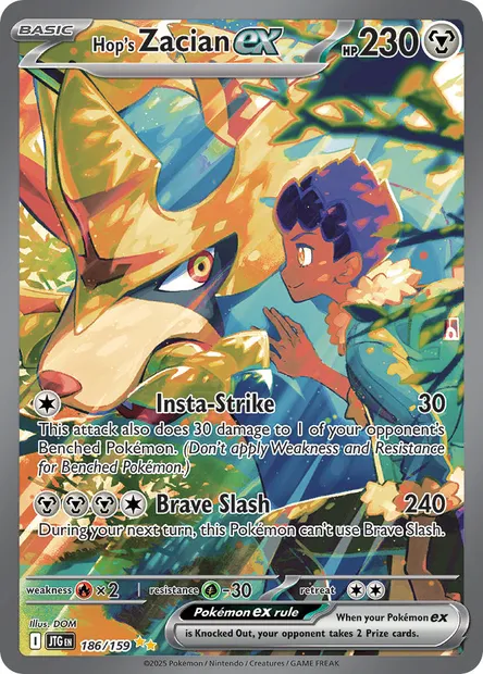 Hop's Zacian ex, Pokémon card JTG 186 — Journey Together set