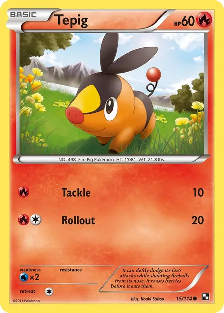 Tepig, Pokémon card BLW 15 — Black & White set