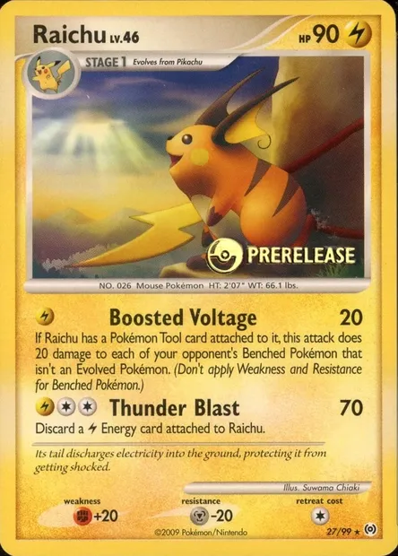 Raichu, carte Pokémon PRE 027-2 — extension Prerelease Promos