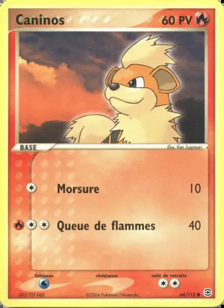 Caninos, carte Pokémon RG 64 — extension EX Rouge Feu & Vert Feuille