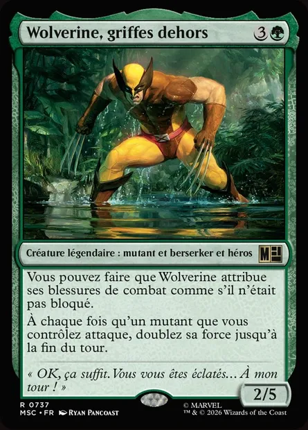 Wolverine, griffes dehors, carte Magic MSC 737 — extension Marvel Super Heroes Commander
