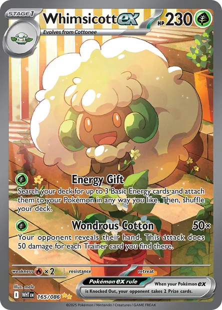 Whimsicott ex, Pokémon card WHT 165 — White Flare set