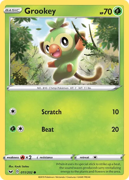 Grookey, Pokémon card SSH 11 — Sword & Shield set