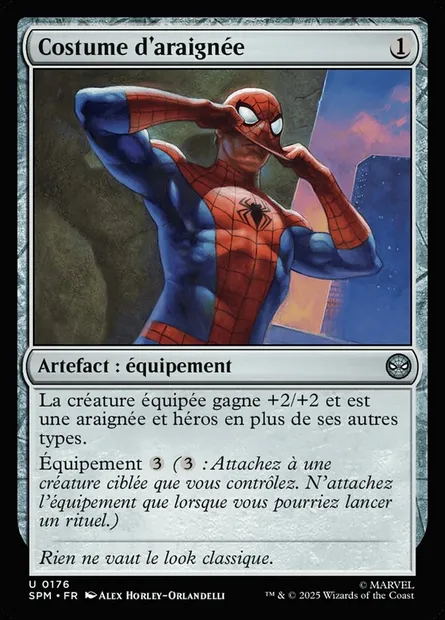 Costume d'araignée, carte Magic SPM 176 — extension Marvel's Spider-Man