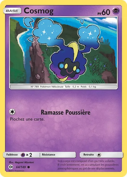 Cosmog, carte Pokémon SUM 64 — extension Soleil et Lune