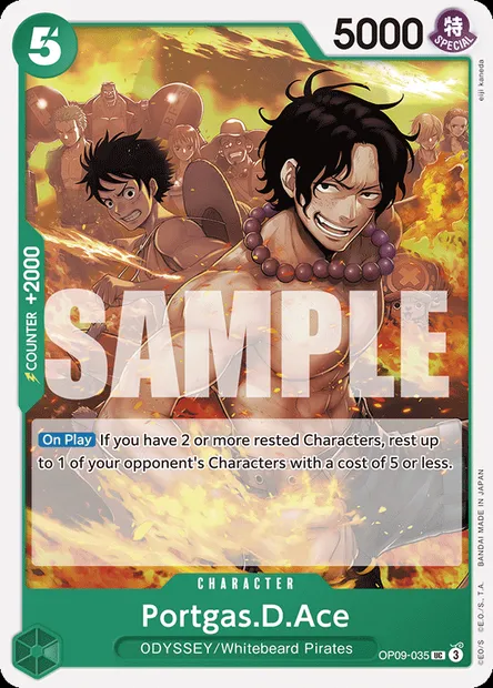 Portgas.D.Ace, One Piece card OP09-035 — EMPERORS IN THE NEW WORLD set