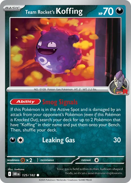 Team Rocket's Koffing, Pokémon card DRI 125 — Destined Rivals set