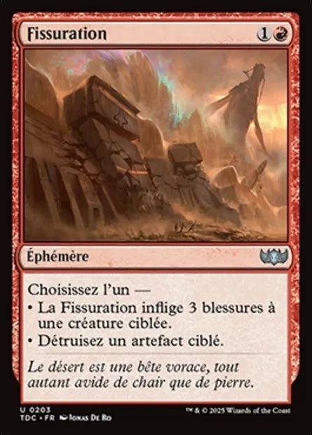 Fissuration, carte Magic TDC 203 — extension Tarkir: Dragonstorm Commander
