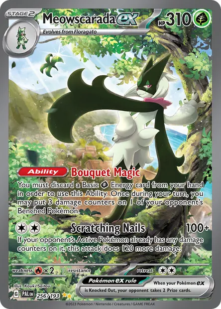 Meowscarada ex, Pokémon card PAL 256 — Paldea Evolved set
