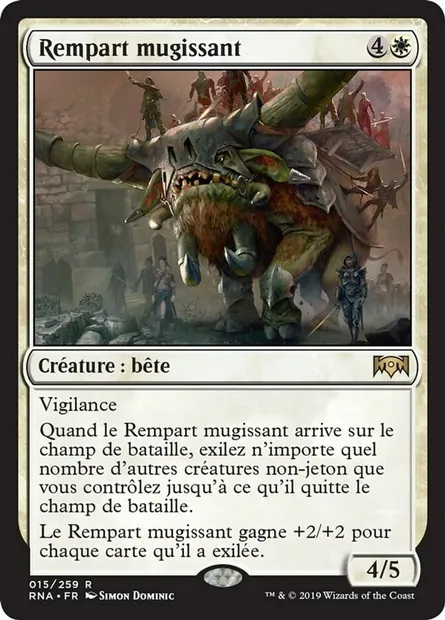 Rempart mugissant, carte Magic RNA 15 — extension L'allégeance de Ravnica