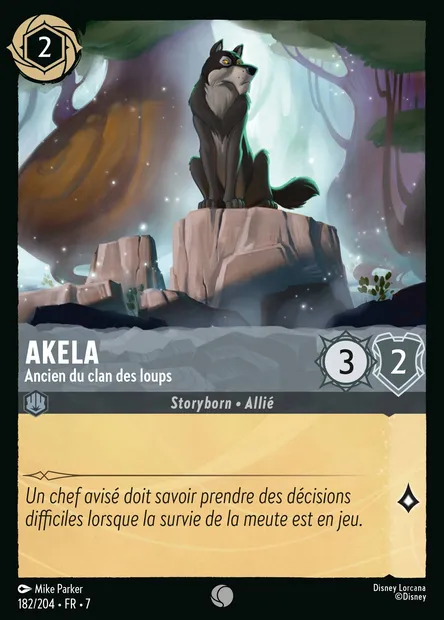 Akela - Ancien du clan des loups, carte Disney Lorcana CH7-182 — extension L'île d'Archazia