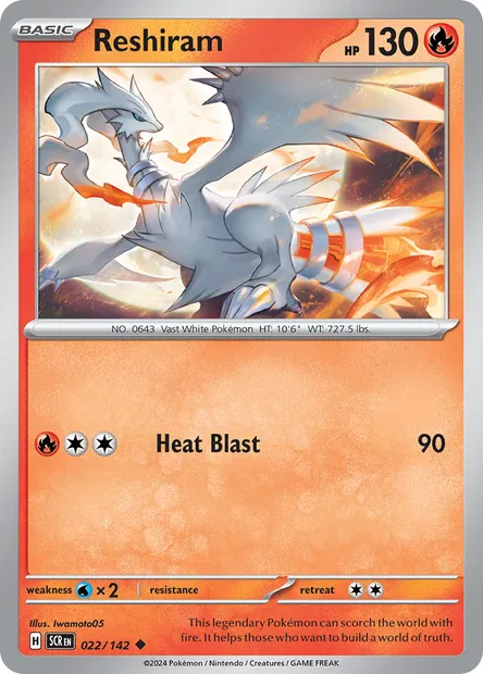 Reshiram, Pokémon card SCR 022 — Stellar Crown set