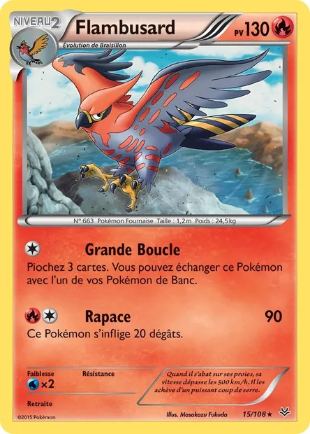 Flambusard, carte Pokémon ROS 15 — extension Ciel Rugissant