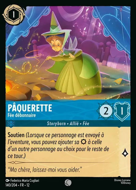 Pâquerette - Fée débonnaire, carte Disney Lorcana CH12-140 — extension Contrées Inconnues
