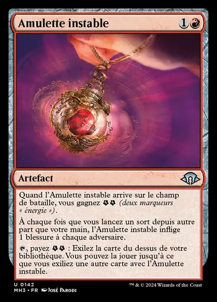 Amulette instable, carte Magic MH3 142 — extension Modern Horizons 3