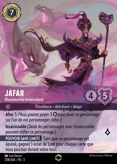 Jafar - Illusionniste ensorcelant, carte Disney Lorcana CH3-208 — extension Les Terres d'Encres
