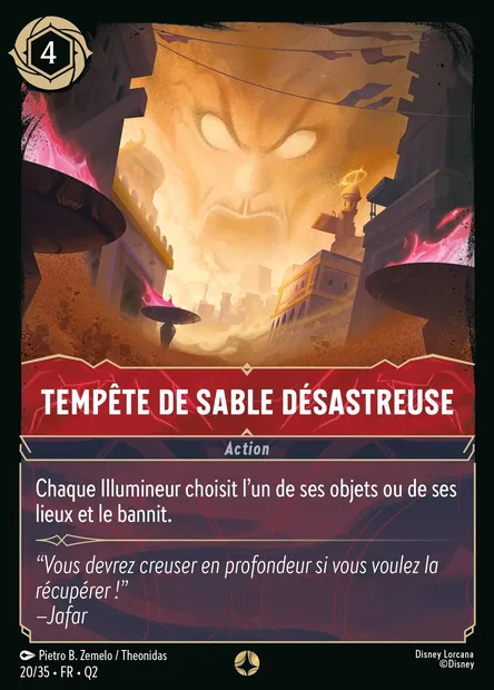 Tempête de sable désastreuse, carte Disney Lorcana Q2-020 — extension Quête des Illumineurs: Vol au palais