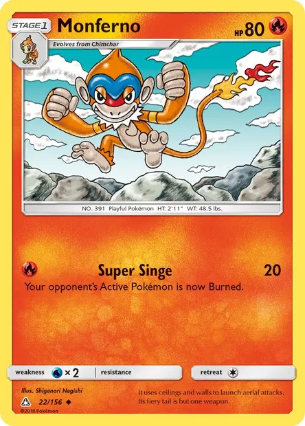 Monferno, Pokémon card UPR 22 — Ultra Prism set