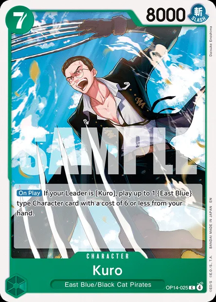 Kuro, One Piece card OP14-025 — THE AZURE SEA’S SEVEN set