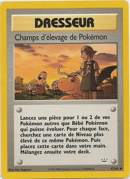 Champs d'élevage de Pokémon, carte Pokémon NR 62 — extension Neo Revelation