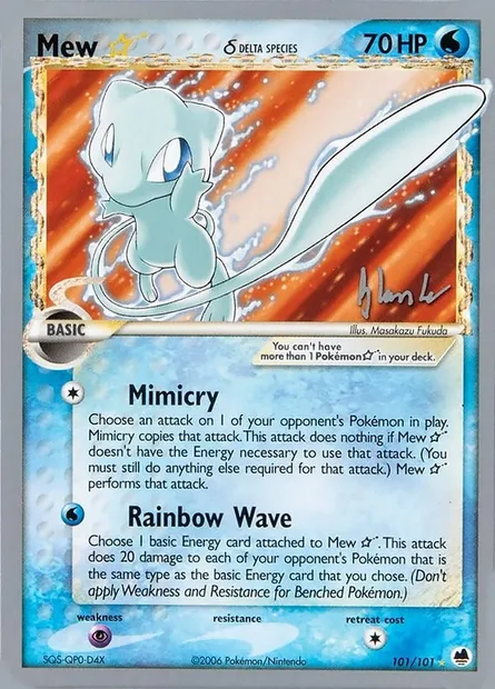Mew ☆ Gold Star δ Delta Species, carte Pokémon WCD08 101 — extension World Championship Decks 2008