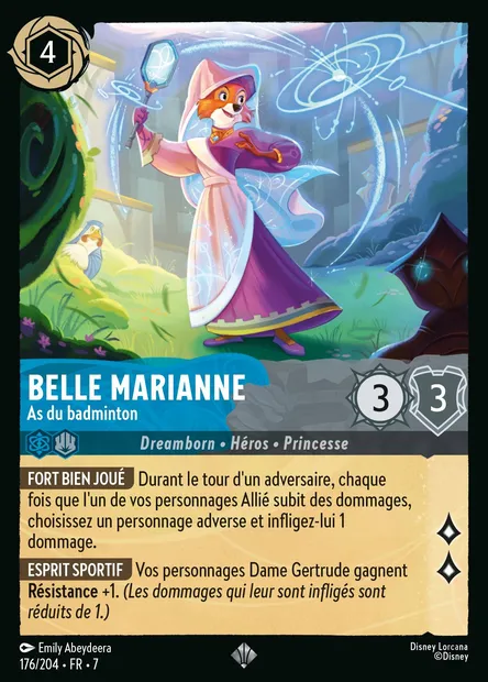 Belle Marianne - As du badminton, carte Disney Lorcana CH7-176 — extension L'île d'Archazia