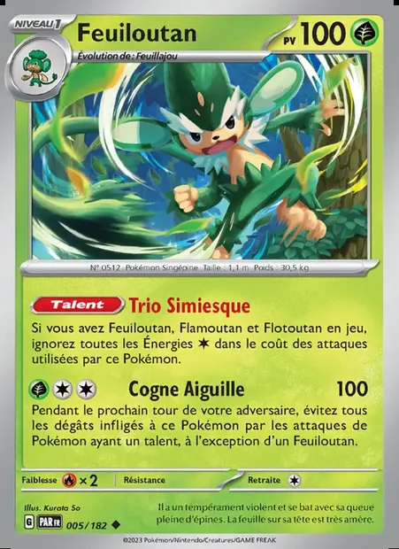 Feuiloutan, carte Pokémon PAR 005 — extension Faille Paradoxe