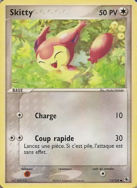 Skitty, carte Pokémon RS 71 — extension EX Rubis & Saphir