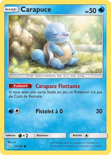 Carapuce, carte Pokémon TEU 22 — extension Duo de Choc
