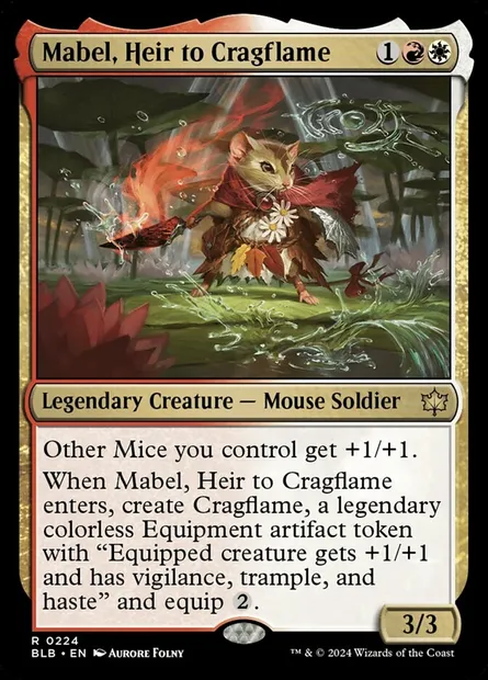 Mabel, Heir to Cragflame, Magic card BLB 224 — Bloomburrow set