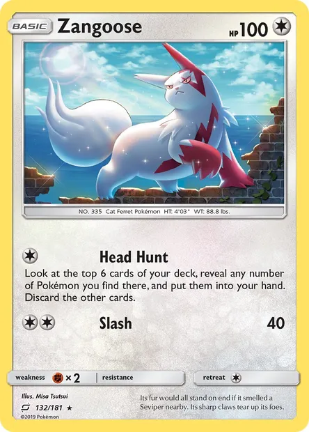 Zangoose, Pokémon card TEU 132 — Team Up set