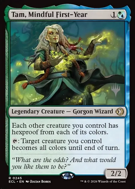 Tam, Mindful First-Year, Magic card PECL 245p — Lorwyn Eclipsed Promos set