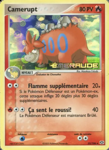 Camérupt, carte Pokémon EM 23 — extension EX Émeraude