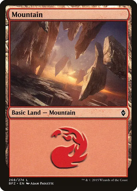Mountain, Magic card BFZ 268a — Battle for Zendikar set