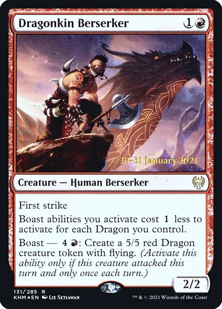 Dragonkin Berserker, Magic card PKHM 131s — Kaldheim Promos set
