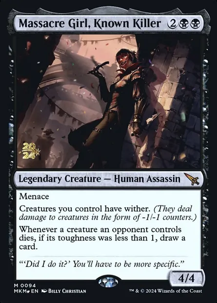 Massacre Girl, Known Killer, Magic card PMKM 94s — Murders at Karlov Manor Promos set