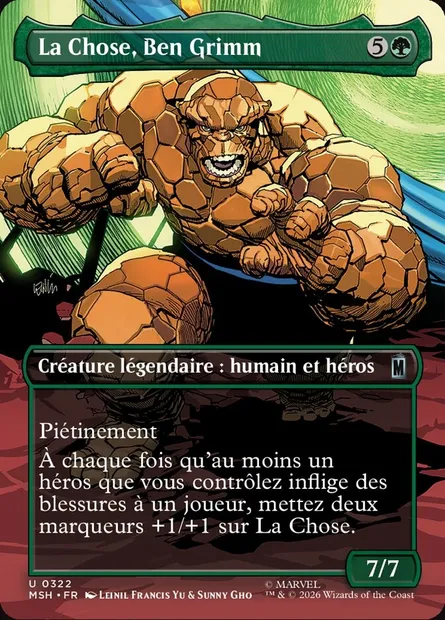 La Chose, Ben Grimm, carte Magic MSH 322 — extension Marvel Super Heroes