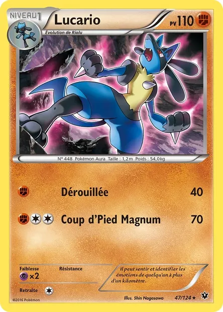 Lucario, carte Pokémon FCO 47 — extension Impact des Destins