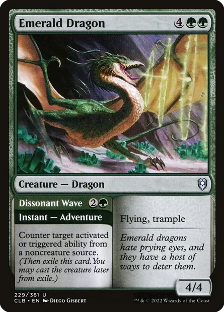 Emerald Dragon // Dissonant Wave, Magic card CLB 229 — Commander Legends: Battle for Baldur's Gate set