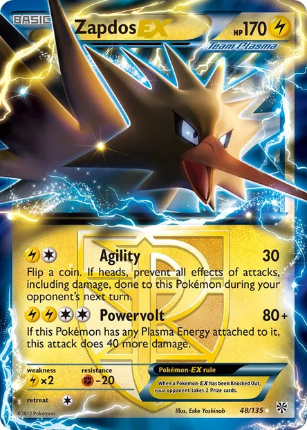 Zapdos-EX, Pokémon card PLS 48 — Plasma Storm set