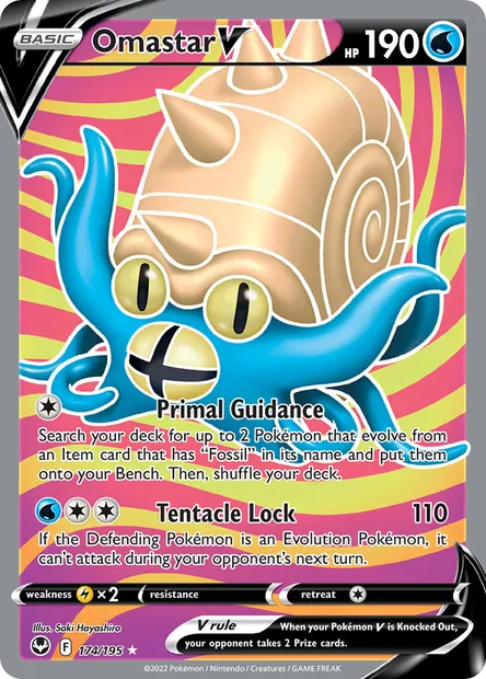 Omastar V, Pokémon card SIT 174 — Silver Tempest set